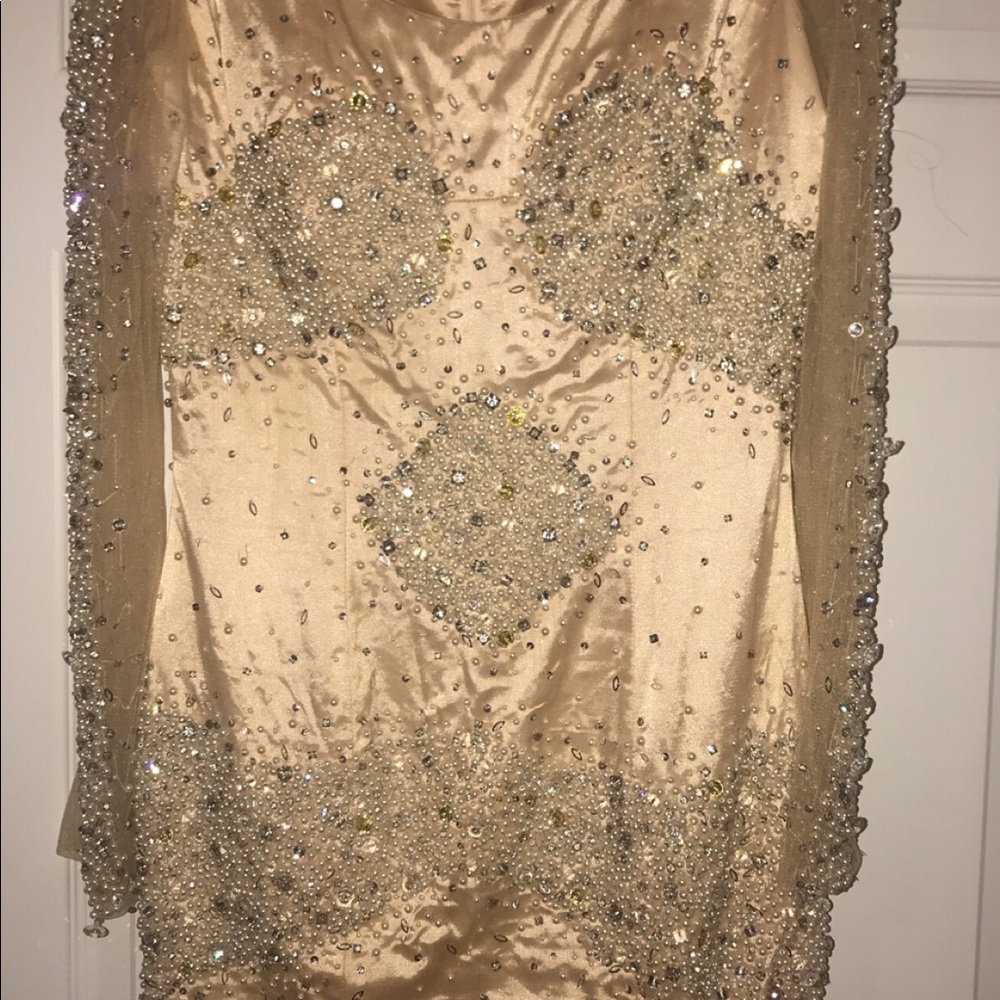 Musani Gold Crystal/Pearl Elegant Midi Like Dress